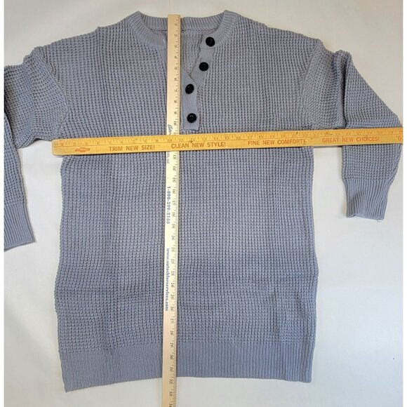 Sweater Dress  Soft Gray Knit Long Sleeve Buttons V-Neck Womens Size Large New - Picture 8 of 8